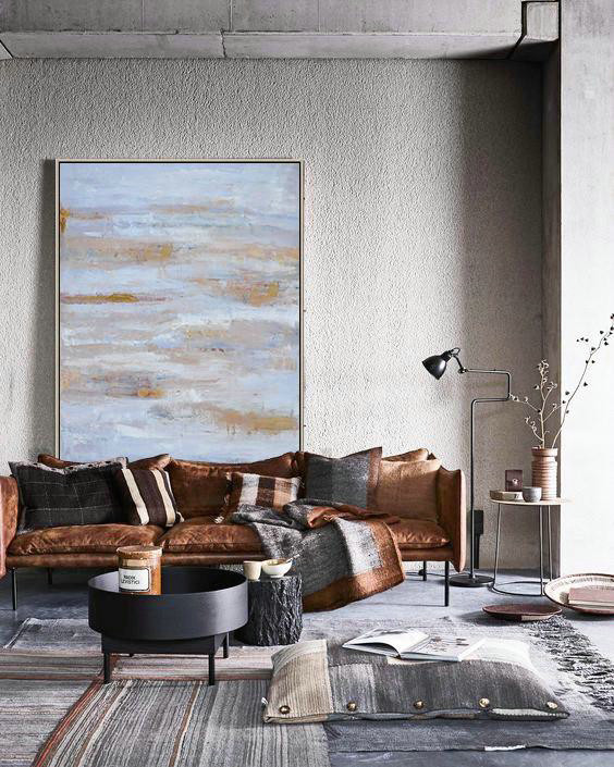 Large Abstract Art,Oversized Abstract Landscape Painting,Hand Made Original Art,Blue,Grey,Gold.etc
